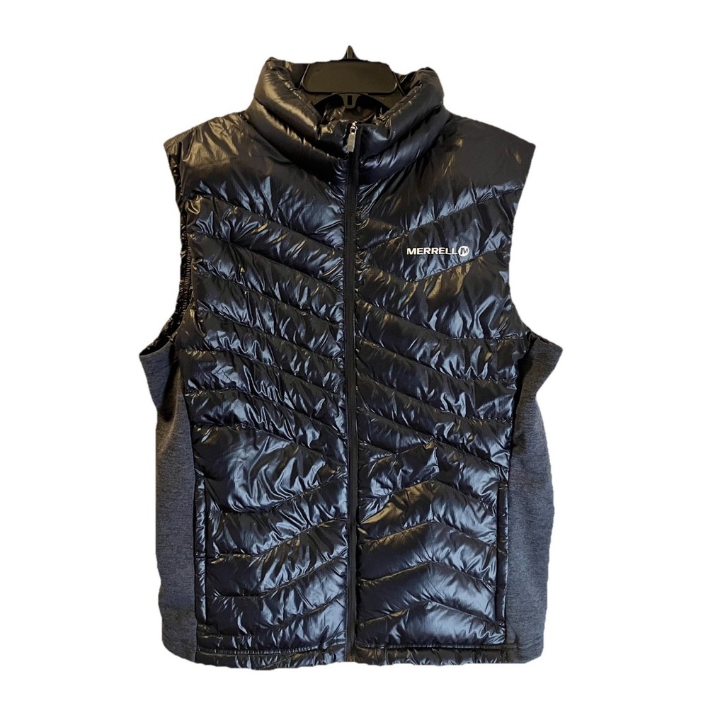Merrell Connectivity Vest Black Down Mens L Quilted Full Zip Puffer 800 Fill
